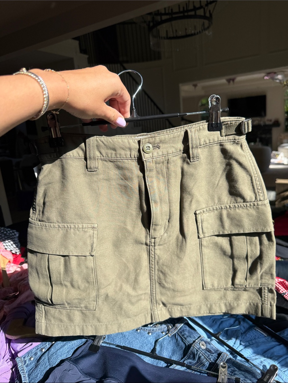 Aritzia Olive Green Cargo Mini Skirt